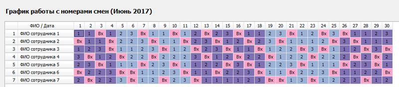 График работы 3 2 на троих образец